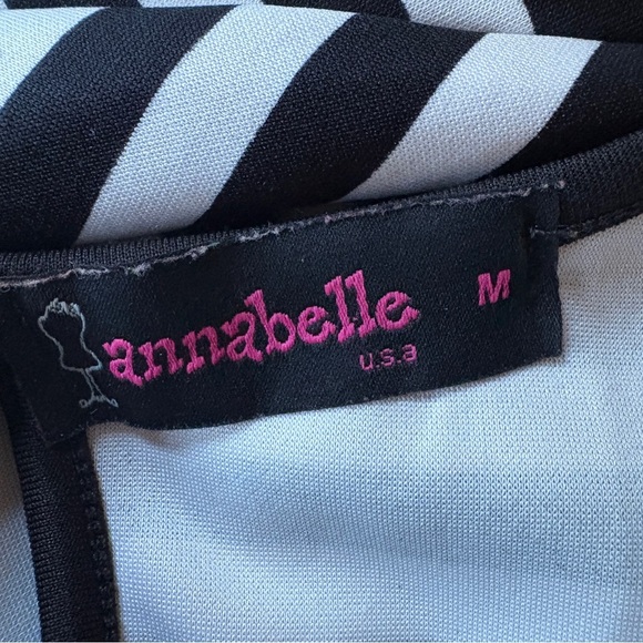 Annabelle USA Black White Striped Peplum Top Women’s M Sleeveless Blouse - Picture 3 of 3